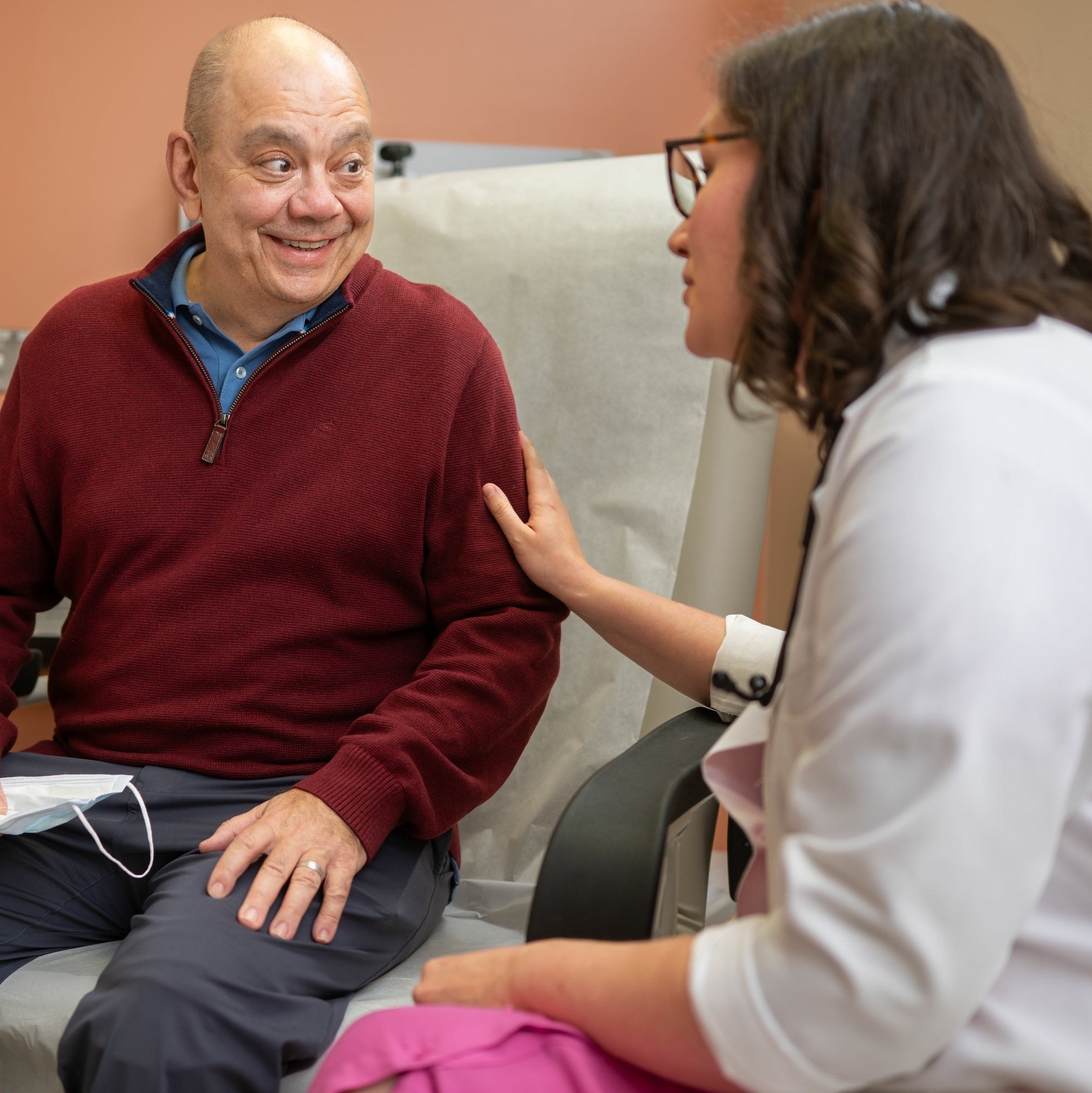 Philanthropic Campaign, Scott Ferguson
In InterContinental Hotel
With Dr. Nakazawa in Sarcoma clinic
 Scott Ferguson is being treated by Dr. Nakazawa for spindle cell sarcoma via immunotherapy and is changing his will to give back to MD Anderson. Dr. Nakazawa is eager/willing to be photographed prior to the appt. as well, along with his APP Juliana Thomas, who has also been heavily involved in Scott's care.
on Monday, Oct. 6, 2025.