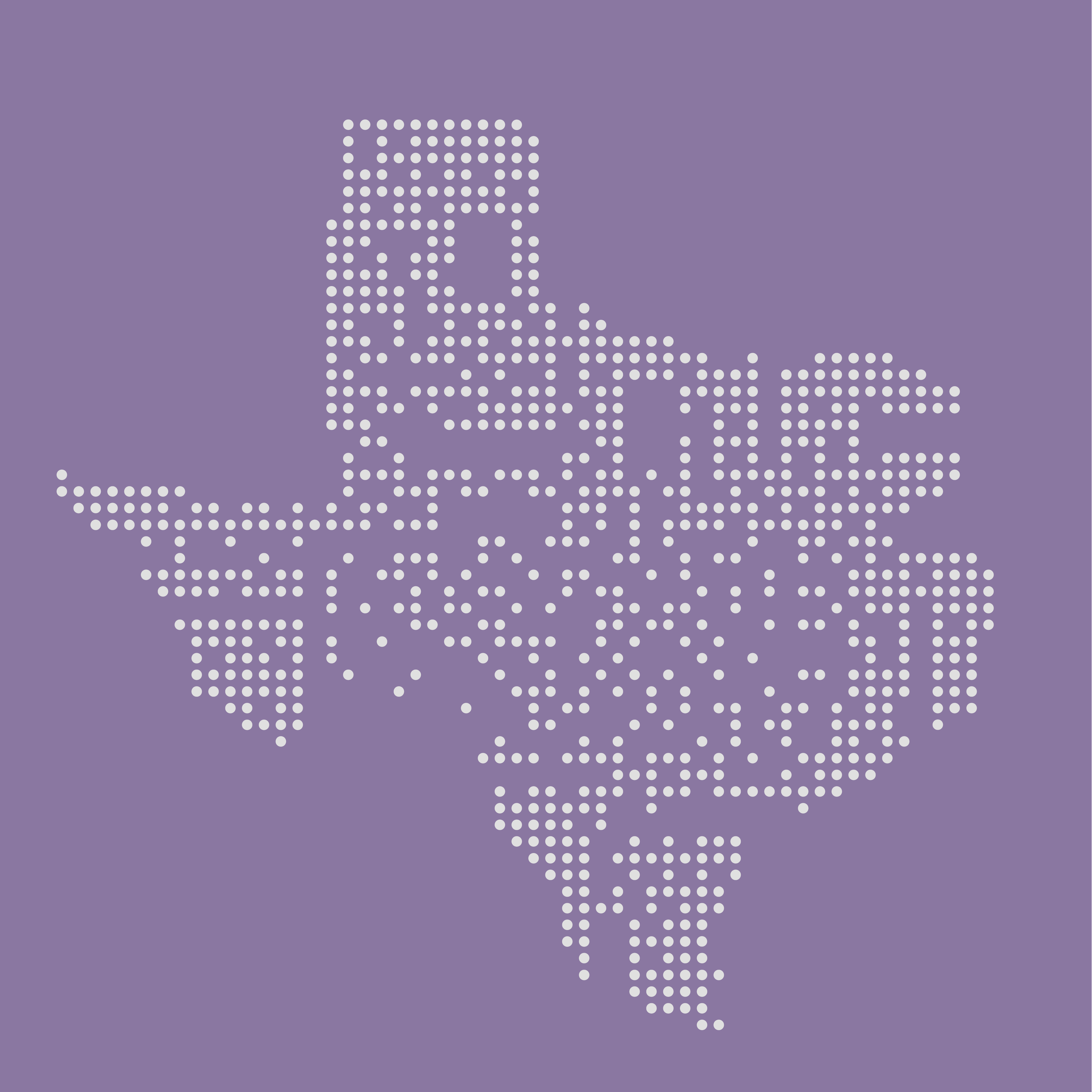 Abstract graphic in the shape of Texas showing how rising population numbers are increasing demand for care. 