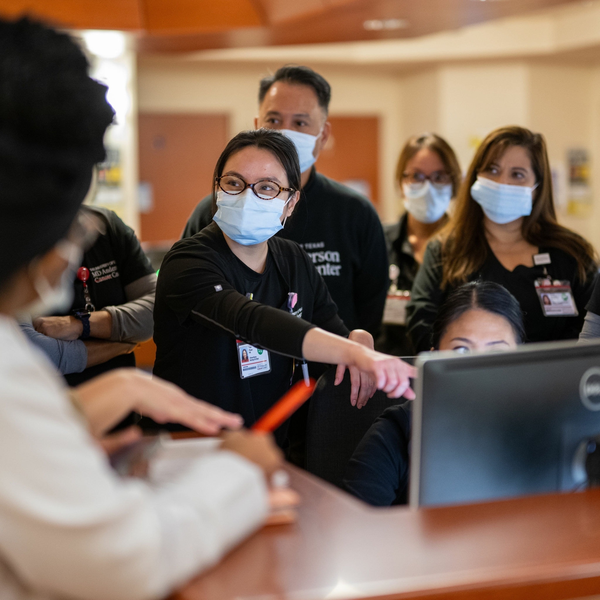Nursing leaders round to help with the roll-out of LeanTaaS, a new system for scheduling nurses on Tuesday, Jan. 28, 2025.